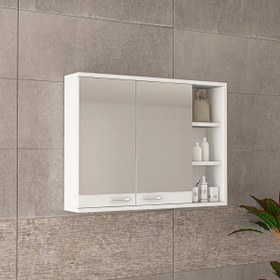 Resim 100171 Aynalı 85 cm Banyo Dolabı Üst Modül Beyaz 