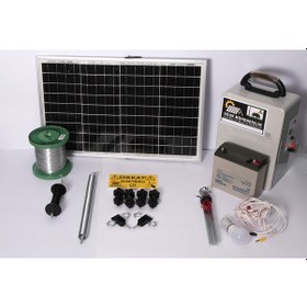 Resim Elektrikli Çit 24ah Set-1 Domuz Kovucu Cihazı 50 Watt Panel 500m Galv.tel - Demir Izolatör 