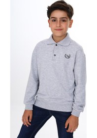 Resim Toontoy Kids Toontoy Erkek Çocuk Polo Yaka Tnty Baskılı Sweatshirt Gri Melanj 