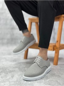 Resim Genel Markalar BA0003 Bağcıklı Klasik Spor Koyu Gri Renk Keten Yüksek Taban Casual Erkek Ayakkabı 