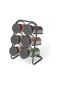 Resim Teknotel Metal 6'lı Tuzluk Baharatlık Standı 6 Adet Cam Baharatlık Mat Siyah Mg028 Siyah 