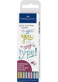 Resim Faber Castell Pitt Artist Pen Kaligrafi Çizim Kalemi Seti Metalik 