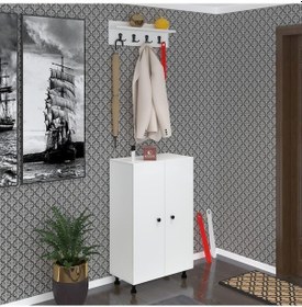 Resim Kenzlife Ayakkabılık Cimcime6 Byzbyz 98 060 32 Kapaklı 6 Raflı 18 Çift Ayakkabı Kapasitesi Ahşap 