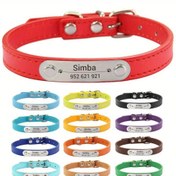 Resim Kişiselleştirilmiş Kazınmış Köpek Tasması - 16 Renk Seçeneği, Metalik İsimlik ve Pati Baskılı PU Sentetik Deri, Küçük Orta Büyük Köpekler & Kediler için Ayarlanabilir Metal Toka - Dayanıklı Özel Evcil Hayvan Aksesuarı, Şık Köpek Tasması 