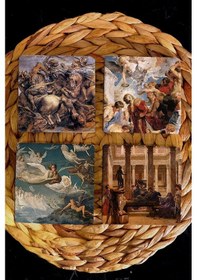 Resim Doğal Taş Bardak Altlığı 4'lü Set 10x10x1 Cm - Mitoloji Stone Coasters Çok Renkli 