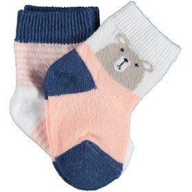 Resim Bibaby Biorganic Hello Teddy Bear 2'Li Kız Çorap 68404 Ekru Somon 