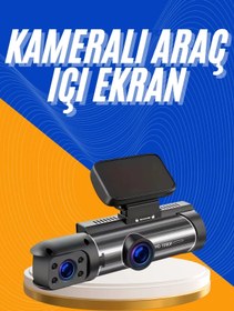 Resim shopwave Araç Kamerası Black Box Çift Kameralı Ekranlı Full HD Sürüş Kamerası 