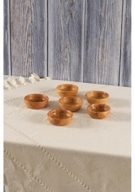 Resim Ceviz Ağacı El Yapımı 6'lı Ahşap Çerezlik 10 CM 