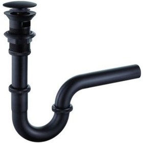 Resim Paslanmaz Siyah Lavabo Eviye Gider Sifonu Pop Up Süzgeçli Basma B 