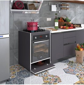 Resim Kenzlife Ankastre Modülü Kabini Berilyum Gri Fırın Ocak Dolabı Kapaklı 