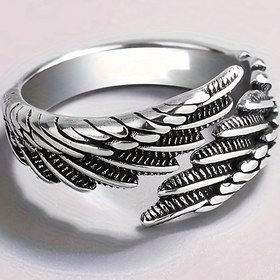 Resim 1pc Vintage Feather Ring Basit Moda Açık Ayarlanabilir Yüzük Hediye 