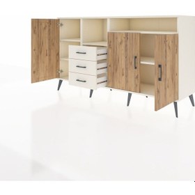 Resim Kronos Konsol 5 Raflı 3 Çekmeceli 3 Kapaklı 176x59x99 Aytaşı-çam/aytaşı Atlas Çam/aytası - Aytası 