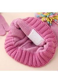 Resim Unicorn Aplikeli Örme Bere Ve Eldiven İkili Set Pembe 