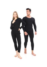 Resim Sauna Suit Unisex Kışlık Termal Içlik, Sıcak Tutan Pamuklu Yakmayan, Termal Takım, Termal Siyah Fanila Iclik Siyah 