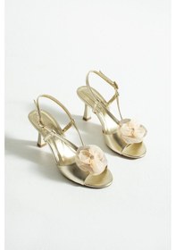 Resim Kadın Aksesuralı Topuklu Sandalet Noa - Altın Altın 