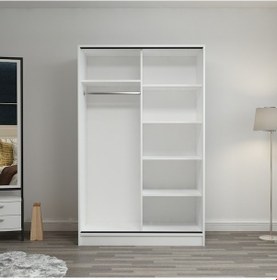 Resim Minarmobilya Minar Kale 2 Kapaklı Sürgülü Dolap 120 Cm - Beyaz 