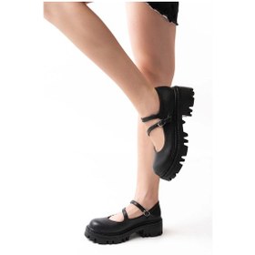 Resim Siyah Günlük Yüksek Tabanlı Loafer Ayakkabı Siyah 