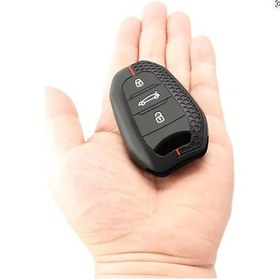 Resim Anahtar Kabı Kılıfı Siyah-kırmızı Çizgili Peugeot 308 Uyumludur 