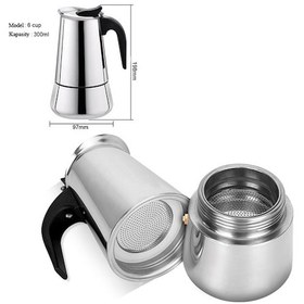 Resim Paslanmaz Çelik Ocak Üstü 6 Cup Fincan Moka Pot Espresso CİN285-6 