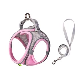 Resim Reflektörlü ve Nefes Alan Kedi Göğüs Tasması 98373 - Pembe / M 