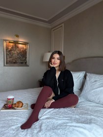 Resim LAGRANZE Cozy Line Premium Kadın Diz Üstü Jakarlı Çorap 