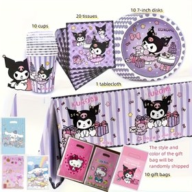Resim 51 adet Sanrio Noel Tatili Doğum Günü Parti Malzemeleri, for Kuromi Doğum Günü Parti Sofra Seti, Doğum Günü Parti Süsleri, Tabaklar, Hediye Çantaları, Bardaklar, Masa Örtüleri, Şenlikli Parti Sahne Süsleri, Piknik Parti Süsleri, Parti Malzemeleri Ev için Noel Süsleri 