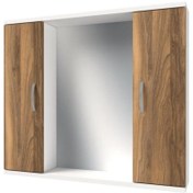 Resim banos Ad4 Metal Kulplu 2 Kapaklı Beyaz Tesbih Mdf 80 Cm Aynalı Banyo Üst Dolabı 