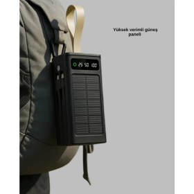 Resim Zero Land Depomix LED Aydınlatmalı Güneş Panelli Powerbank Seyahat ve Kamp Için 