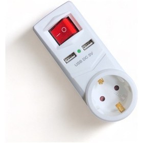 Resim Tek-iş 2 X Usb Çıkışlı Topraklı Fiş Priz Anahtarlı Golyat Fiş 2,1 A 