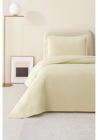 Resim Münih Tek Kişilik Lüks Kadife 180x240 Cm Yatak Örtüsü Krem Krem 