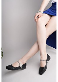 Resim Nesilshoes Nesil Shoes Swell 20820 Siyah Tokası Taşlı Kadın Babet 