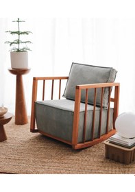 Resim Sallanan Koltuk Fitilli Kadife Berjer Mavi 