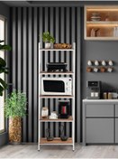 Resim Metallica Concept Başak Beyaz 5 Katlı Çok Amaçlı Raf Düzenleyici Mikrodalga Kavanoz Rafı Mutfak Rafı 