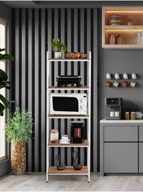 Resim Metallica Concept Başak Beyaz 5 Katlı Çok Amaçlı Raf Düzenleyici Mikrodalga Kavanoz Rafı Mutfak Rafı 