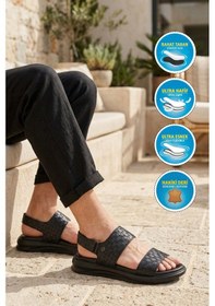 Resim Pierre Cardin Siyah Lastikli Hafif Erkek Günlük Sandalet Pc-7334 M 