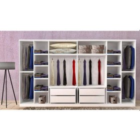 Resim Damla 8 Kapaklı Dolap Gardırop Beyaz - Ücretsiz Kurulum 