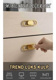 Resim Lüks Trend Kulp Altın 32 Mm Mobiya Yatak Odası Tv Ünitesi Konsol Çocuk Ve Genç Odası Kulpu Altın 