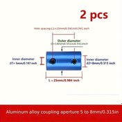 Resim 2 adet L25XD14 Alüminyum Alaşım Motor Kavrama Konnektörü Seti DIY Metal Modeller, 3D Yazıcılar, Uzaktan Kumandalı Robotlar, Pil Olmadan Elektrikli Güç Alma Kavramaları 