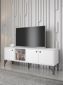 Resim Wood'n Love Hira 160 Cm Metal Ayaklı Tv Ünitesi - Beyaz \u002F Siyah 