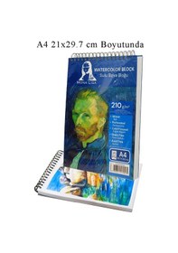 Resim Telli Suluboya Bloğu A4 210gr 20 Yaprak İnce Dokulu Eskiz Defteri Sulu Boya Kağıdı Çizim Guaj Boya Gravür Karakalem 