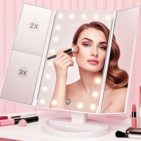 Resim 1 Akıllı Dokunmatik Anahtar Kontrollü Aynalı Tuvalet Masası, Netleştirilmiş 1x2x3 Ekranlı ABS Malzemeli HD Makyaj Aynası, LED Işıklı Banyo ve Oturma Odası Giyinme Masası 