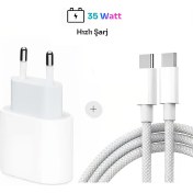 Resim Blue Rain 35W Apple İphone 15 - 16 - Pro - Pro Max Type-C to Type-C Hızlı Şarj Aleti Seti Kablo ve Adaptör 