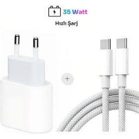 Resim Blue Rain 35W Apple İphone 15 - 16 - Pro - Pro Max Type-C to Type-C Hızlı Şarj Aleti Seti Kablo ve Adaptör 