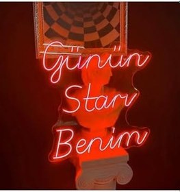 Resim Dekoraven Günün Starı Benim Neon Yazı Kafe Güzellik Merkezi Kuaför Neon Tabela(50X50Cm), günstarravred 