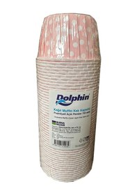 Resim Dolphin Muffin Kağıt Karton Pembe Puantiyeli Cupcake Kek Kalıbı Kapsülü Kabı - 50 Adetlik 1 Paket 