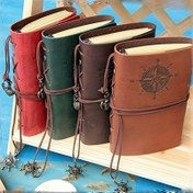 Resim Vintage Deri Defter, Korsan Temalı Pusula Tasarımı, Sert Kapaklı Yazma Günlüğü, Metal Fermuar Kapatma ve Spiral Bağlama, Düz Kurallama, Mat Sonlandırma, Deniz Kaşifleri Günlüğü için 