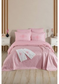 Resim Tivoli Kabartma Nakışlı Pike Takımı Havlulu 8 Parça Evlilik Seti - Diana - Pudra Pudra Pudra 