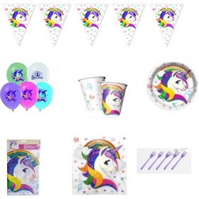 Resim Unicorn Doğum Günü Süsleri Ve Parti Seti 8 Kişilik 