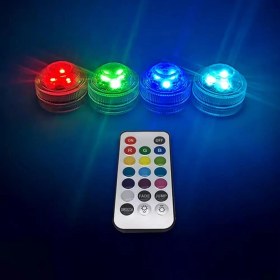 Resim Dora Led Dora Su Geçirmez Kumandalı RGB Nargile LED Işığı 4 LED + 1 Kumanda Pilli Aydınlatma 