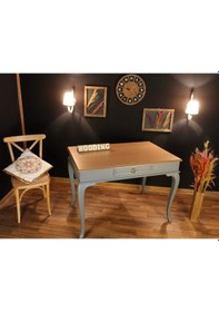 Resim Wooding-Mobilya Wooding 120 Cm Çekmeceli Masif Gri Naturel Çalışma Masası 